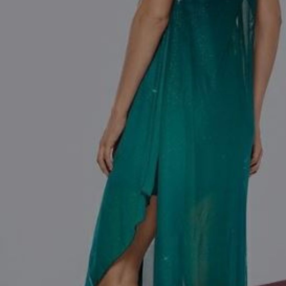 NWOT VENUS Teal Ombré Long Shimmer Dress Size M